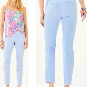Lilly Pulitzer Kelly Skinny Ankle Pants Jacquard Crew Blue. Size 8
